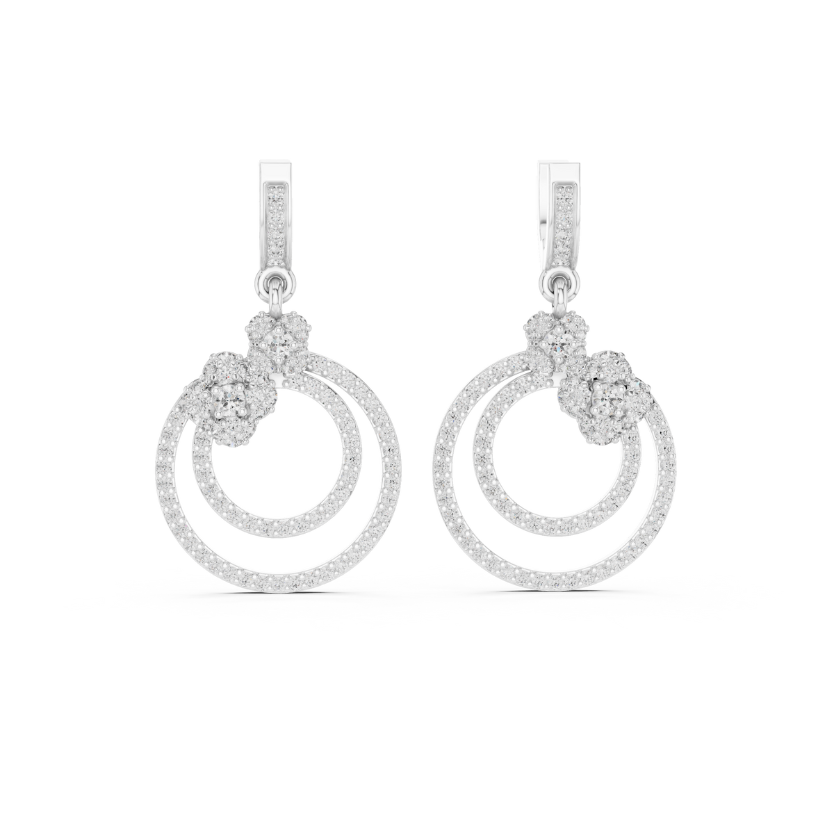 The Dual Halo Drop Earring