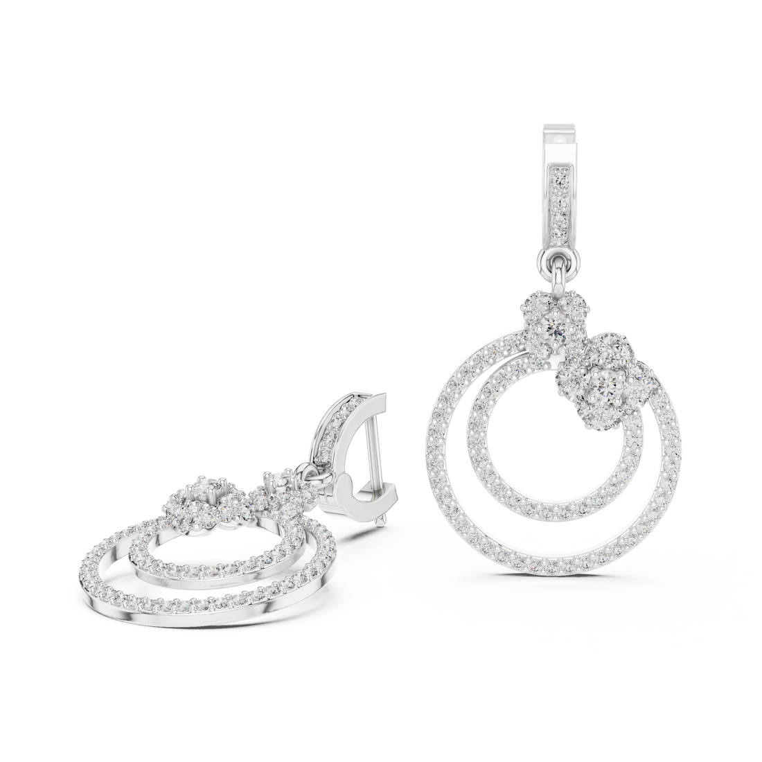 The Dual Halo Drop Earring