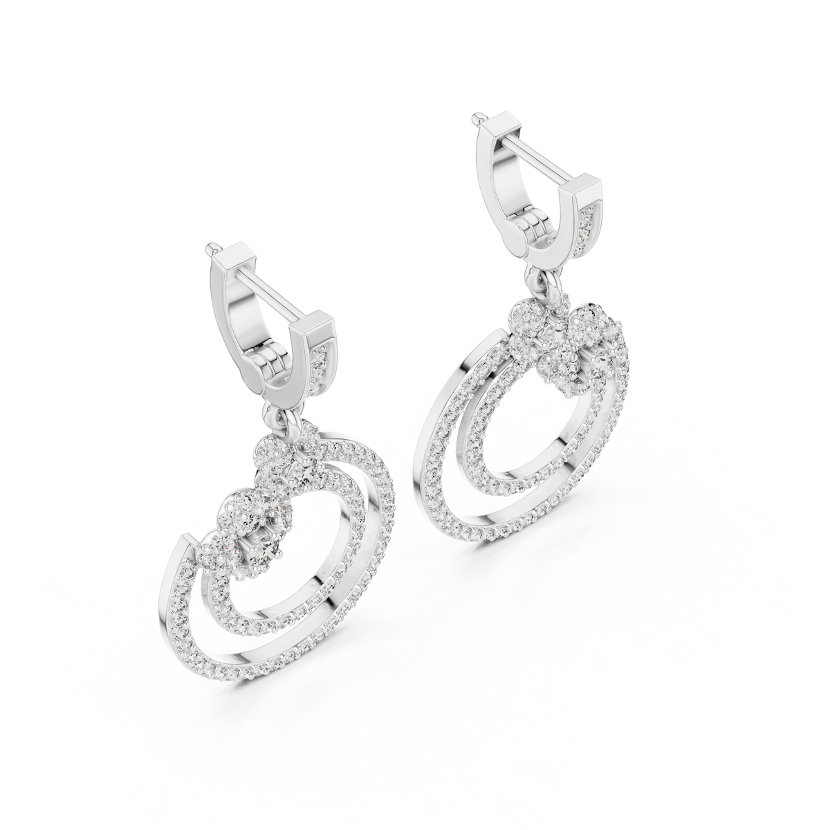 The Dual Halo Drop Earring