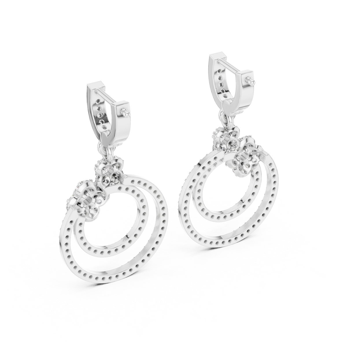 The Dual Halo Drop Earring
