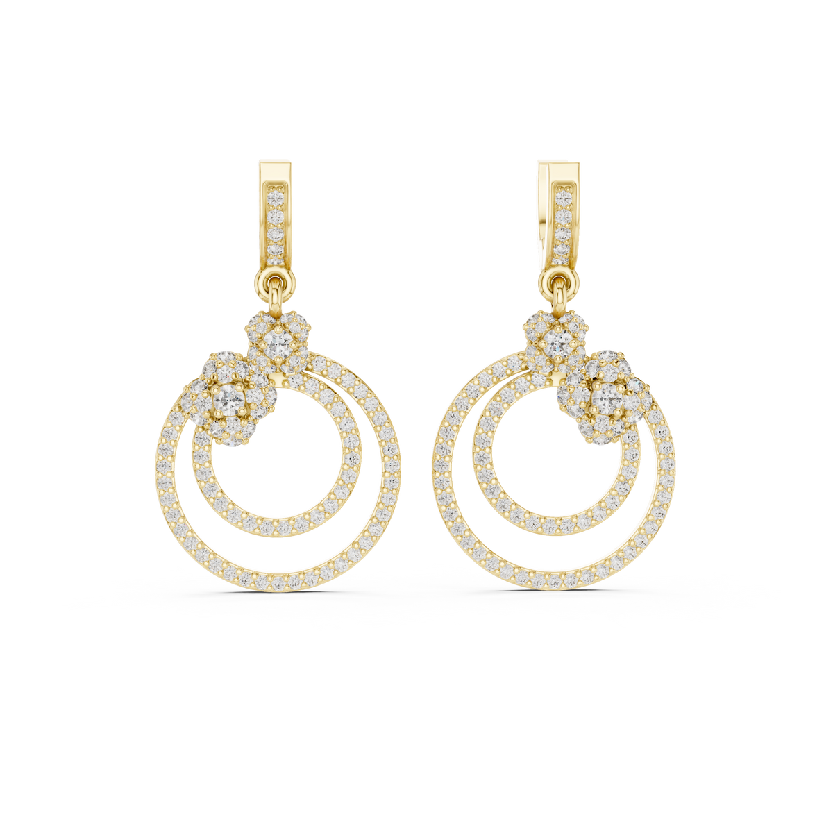The Dual Halo Drop Earring