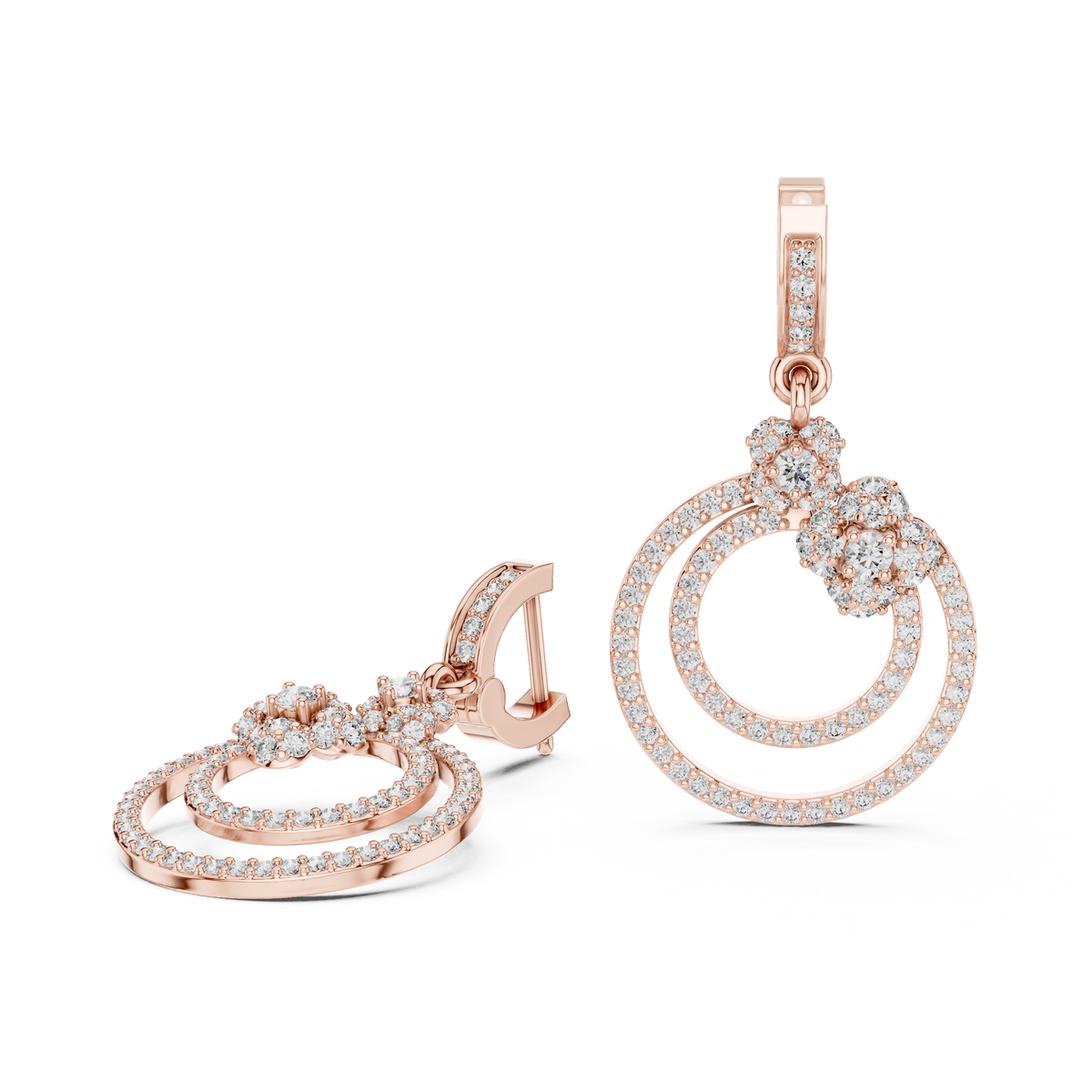 The Dual Halo Drop Earring