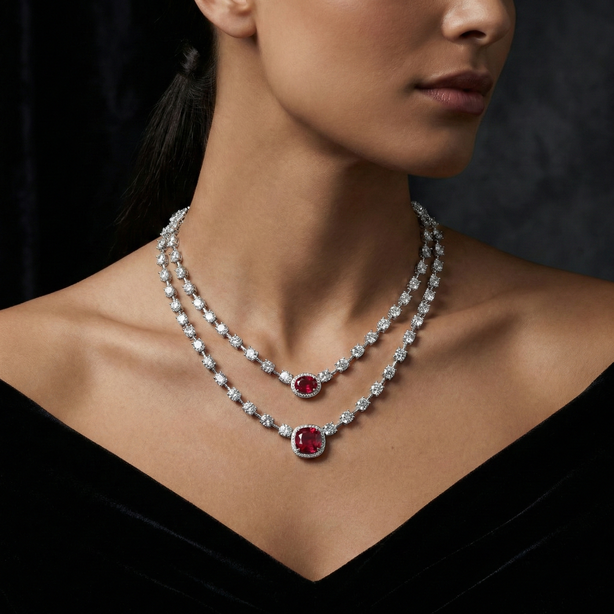 The Ruby Duet Necklace