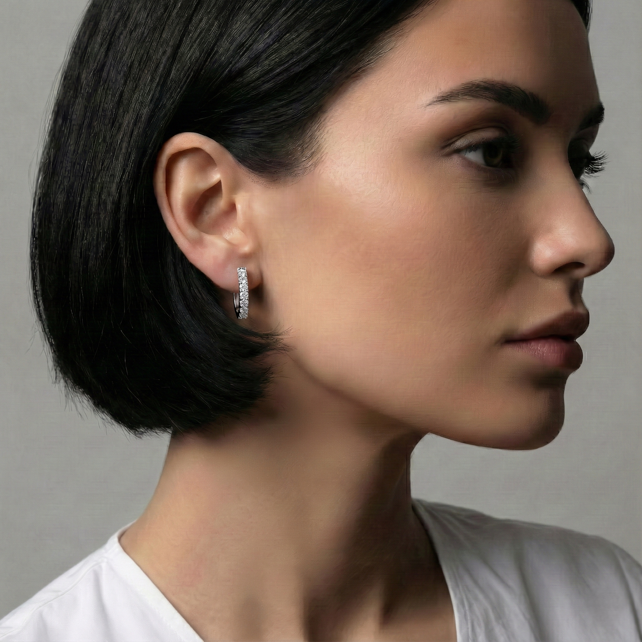 Silver Single-Row Hoops Earrings
