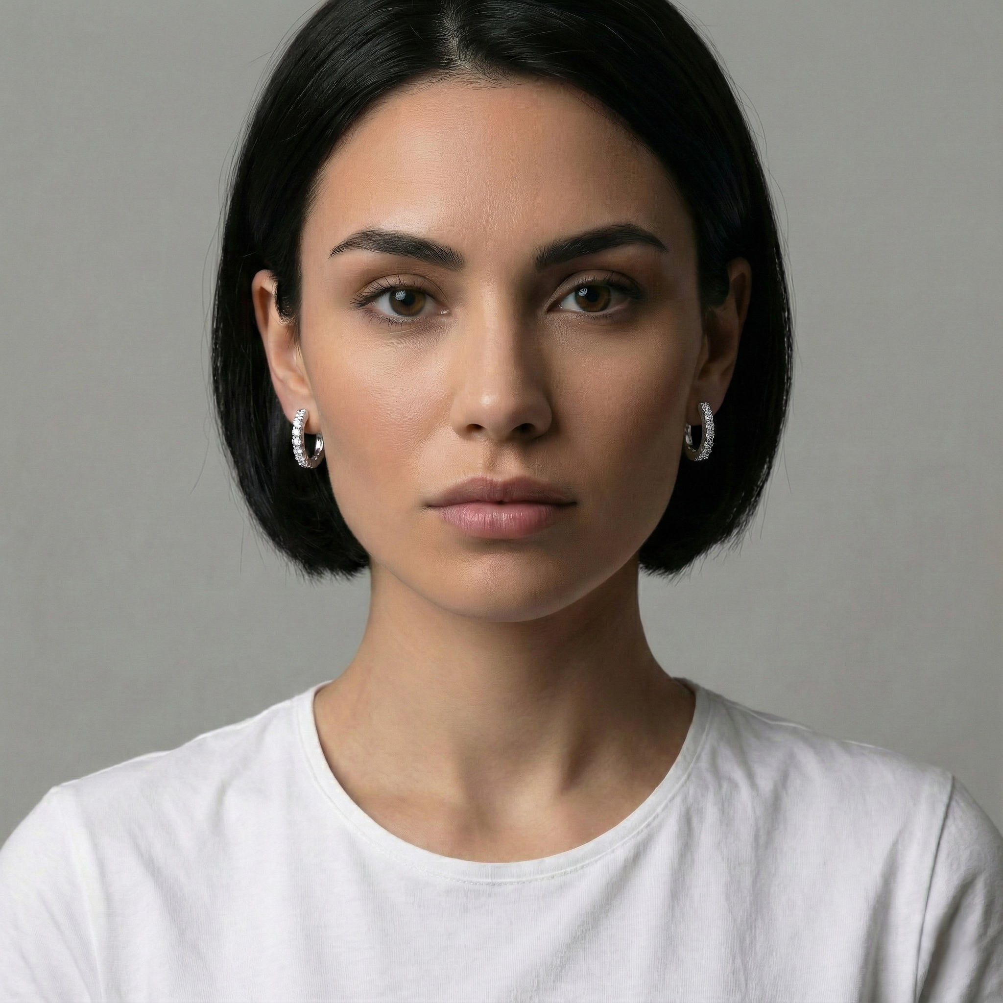 Silver Single-Row Hoops Earrings
